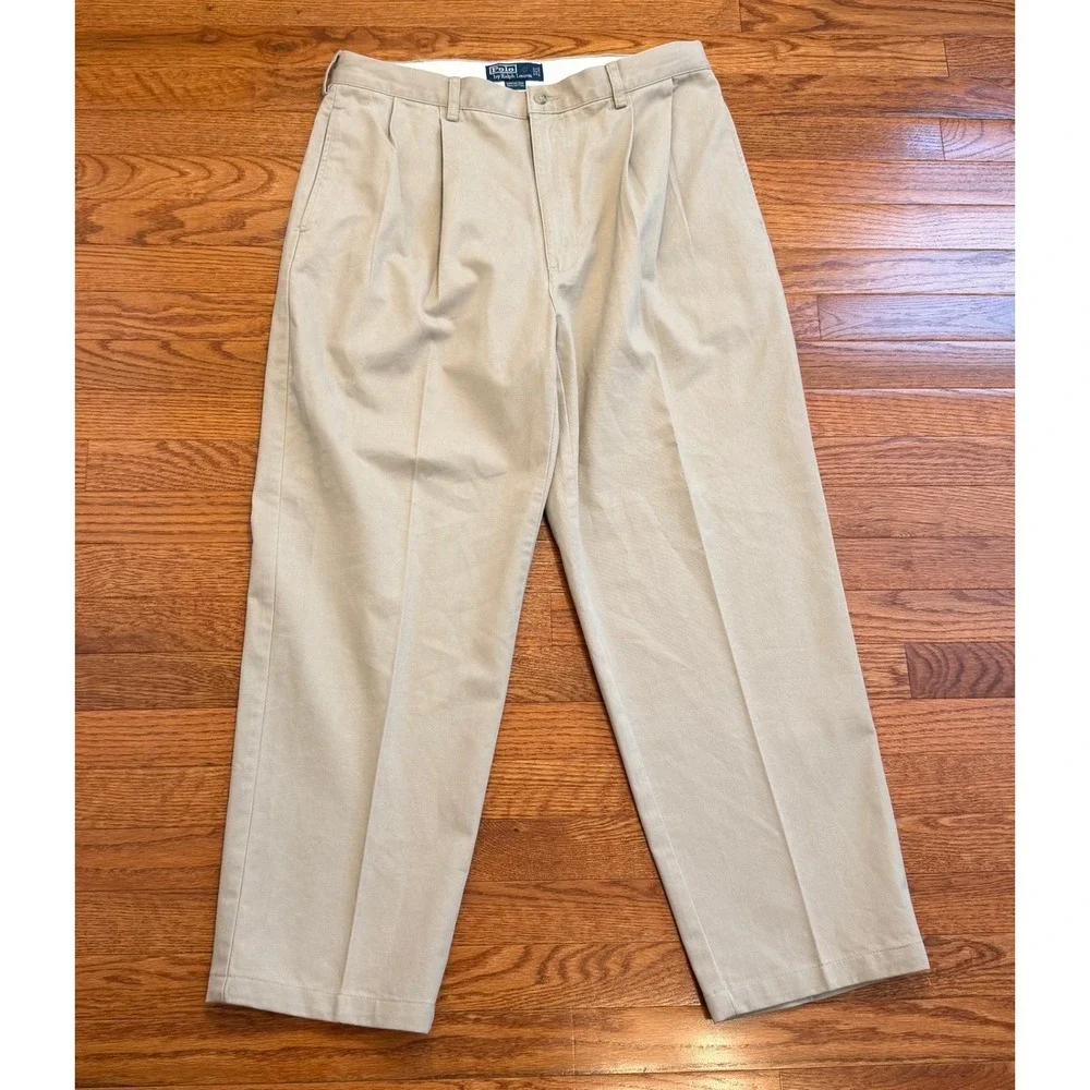 Vintage Polo Ralph Lauren Hammond Pant Fits Mens 35x29 Chino Pleated Khaki Twill
